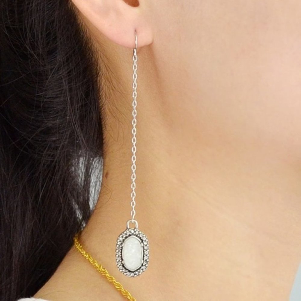 ALEXIS White Gemstone Drop Earrings